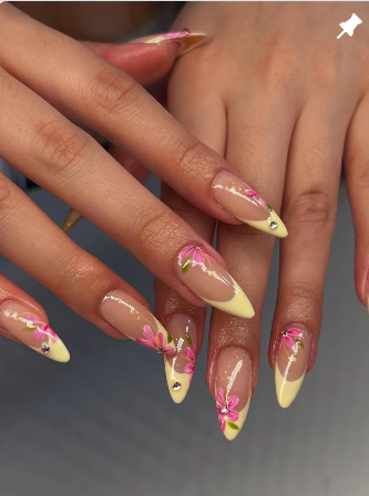 Yellow french with florals